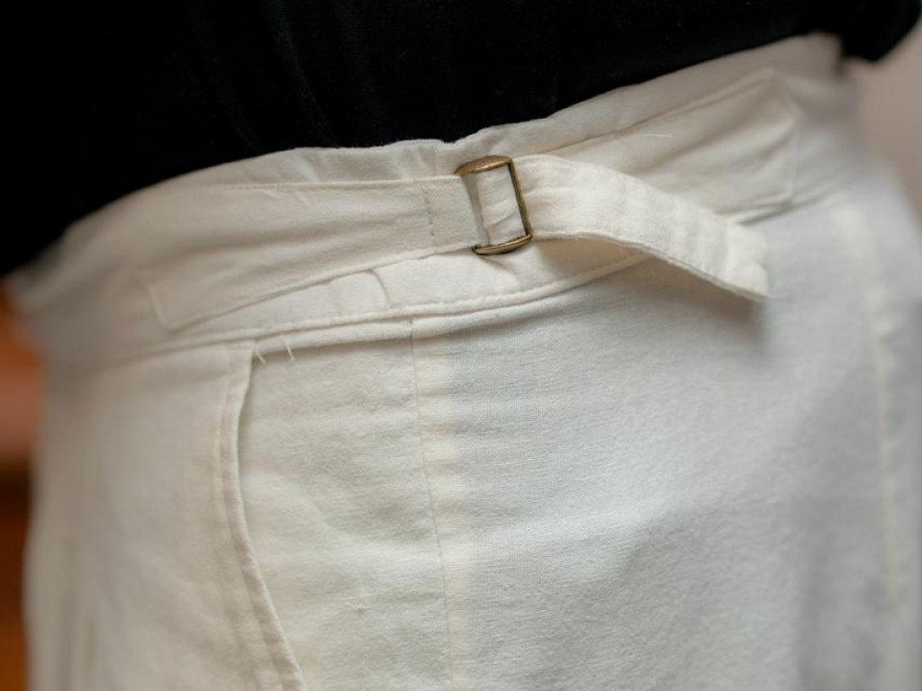 Pure White Pleated Linen Gurkha Trousers