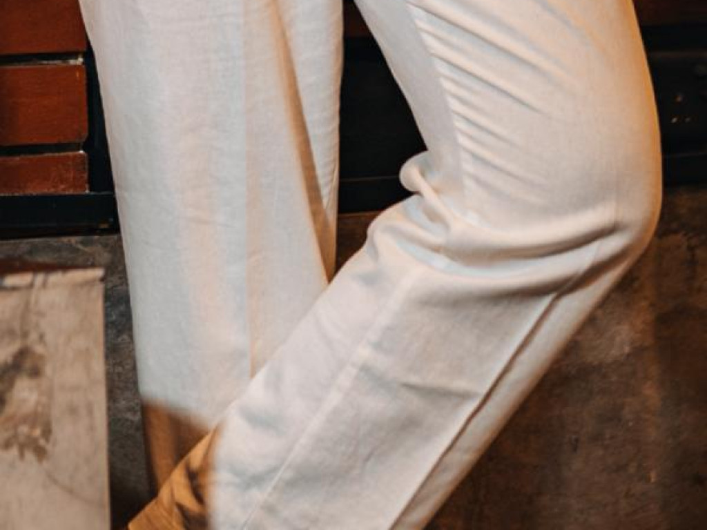 Pure White Pleated Linen Gurkha Trousers