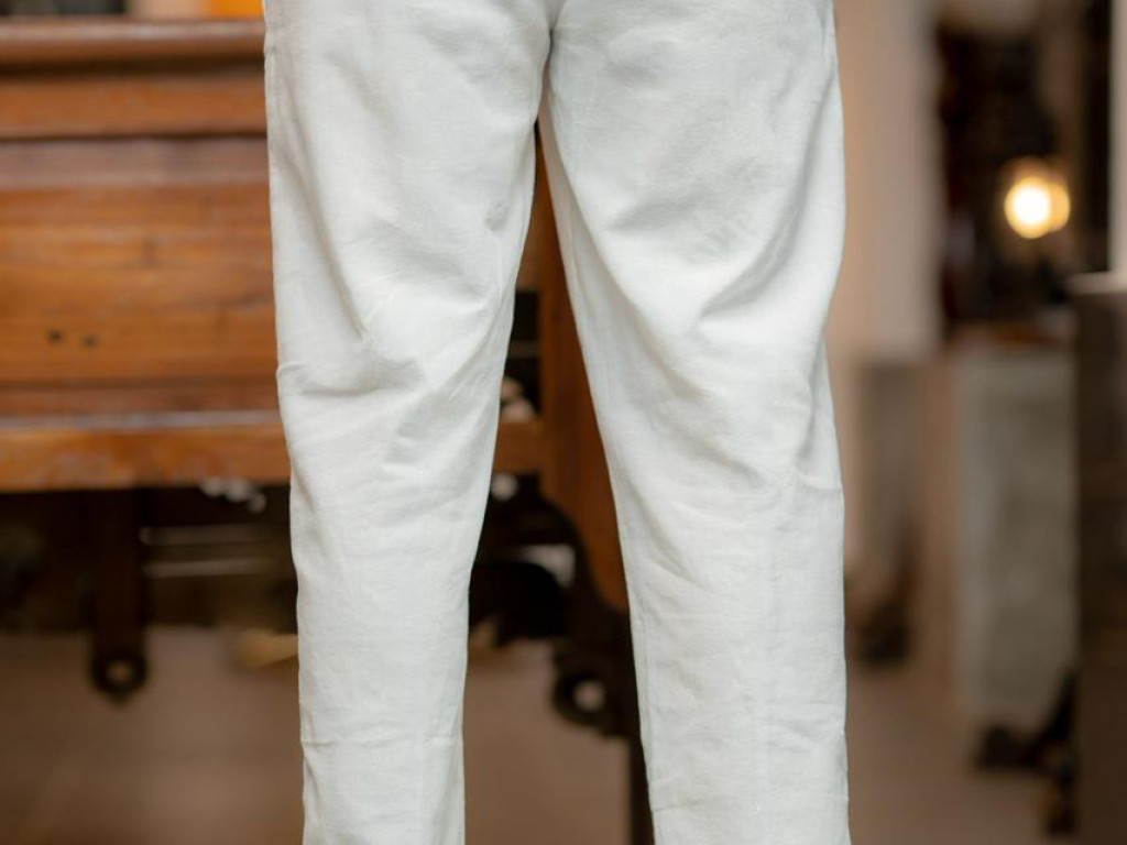 Pure White Pleated Linen Gurkha Trousers
